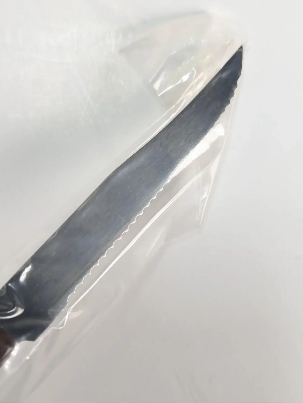Set of 6 Capco 3195 Stainless Steel Steak Knife Rosewood Handle Brass Rivets NOS